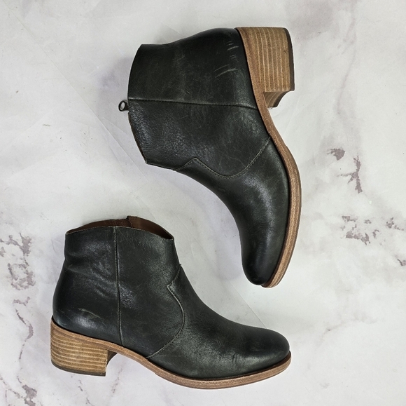 Kork Ease Booties Black 10 Women Mindo Ankle Boots Zip Block Heel Pointed - Picture 11 of 12